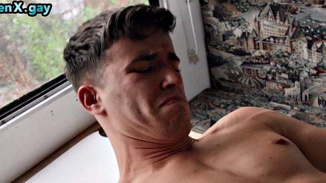 Cum-loving twink barebacked in camper on public road