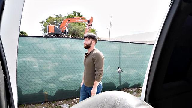 Fooled straight stud bangs man's ass in public van outdoor