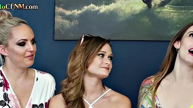 Смотри, как британские красотки берут власть и сосут член парню