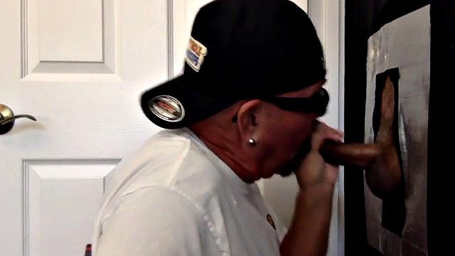 Gloryhole DILF gets fucked from behind after sucking