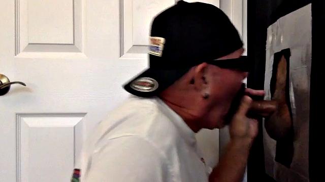 Gloryhole DILF gets fucked from behind after sucking