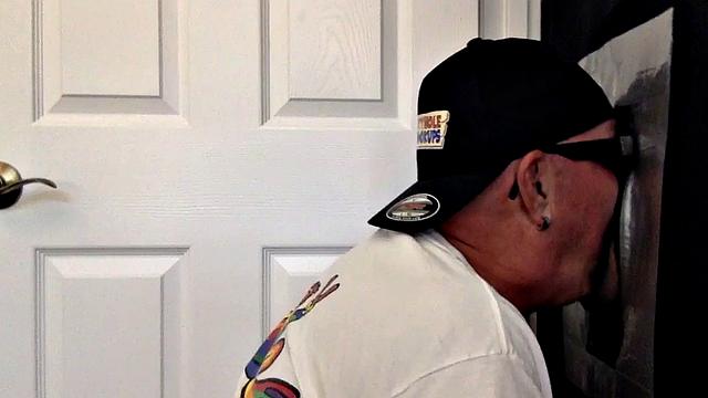 Gloryhole DILF gets fucked from behind after sucking