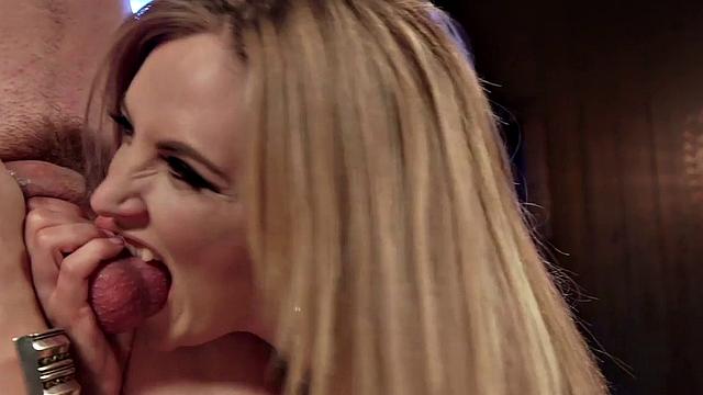 BDSM domme pegging her bound slave