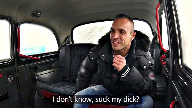 Tattooed cabby deepthroats and fucks for a wild ride in reverse cowgirl POV