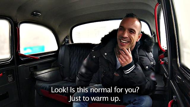 Tattooed cabby deepthroats and fucks for a wild ride in reverse cowgirl POV