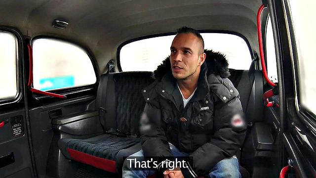 Tattooed cabby deepthroats and fucks for a wild ride in reverse cowgirl POV