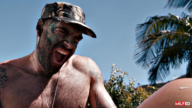 мокрая milf у бассейна - двоих ей мало