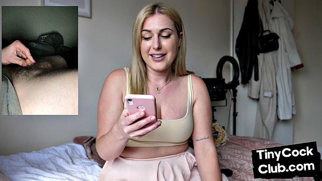 SPH disgusted babe laughs at small cock while rating