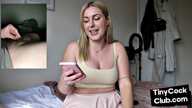 SPH disgusted babe laughs at small cock while rating