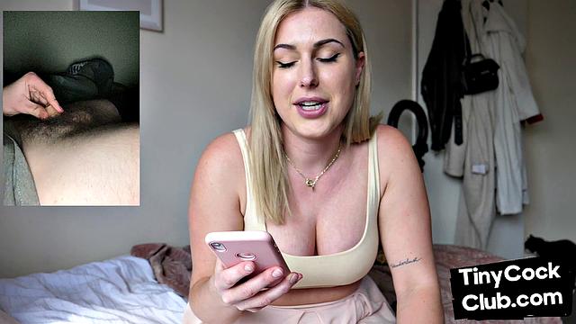 SPH disgusted babe laughs at small cock while rating