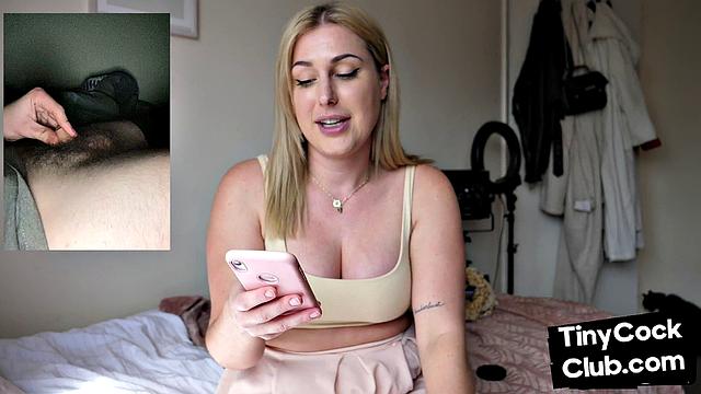 SPH disgusted babe laughs at small cock while rating