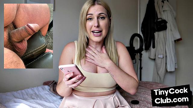 SPH disgusted babe laughs at small cock while rating