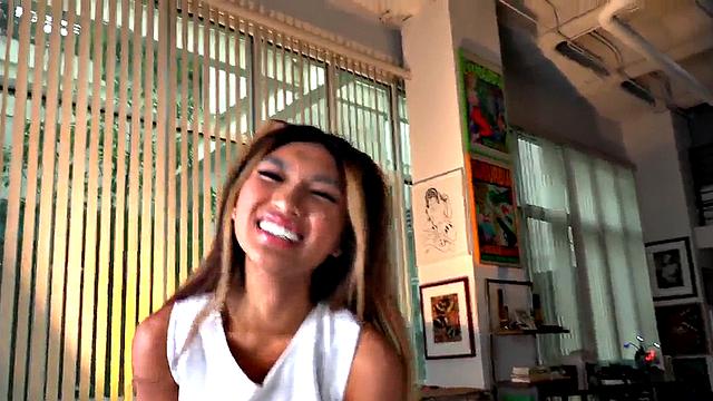 Petite Asian cheerleader gives POV with her 21yo hands