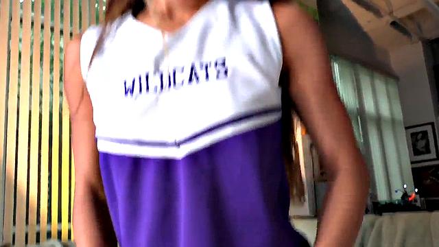 Petite Asian cheerleader gives POV with her 21yo hands