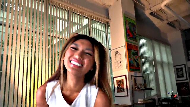 Petite Asian cheerleader gives POV with her 21yo hands