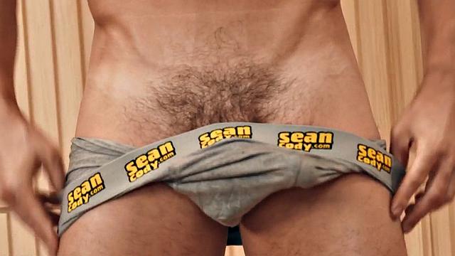 Eager jock doggystyled by muscled lover in sauna 3some