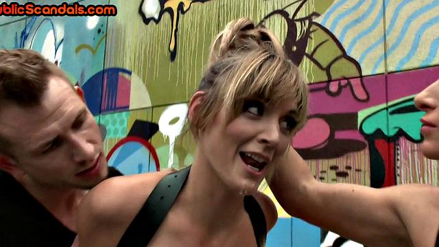 Public BDSM slut whipped and used for outdoor fun