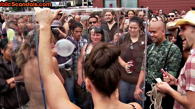 Public BDSM slut whipped and used for outdoor fun