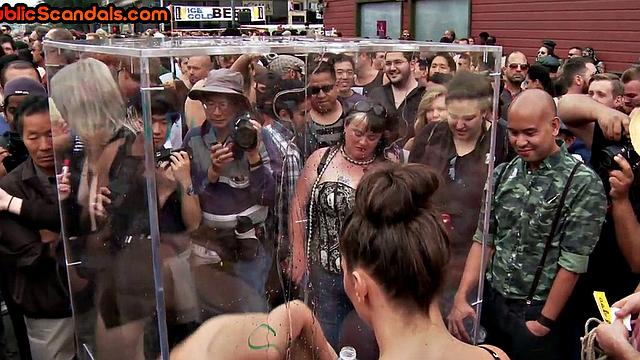 Public BDSM slut whipped and used for outdoor fun