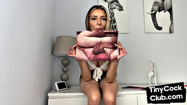 Lingerie blonde showing tiny cocks
