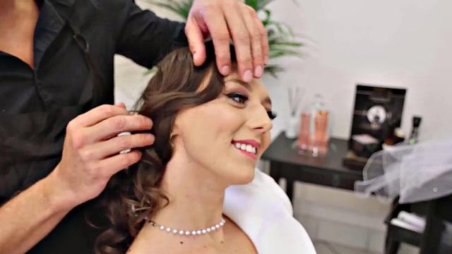 VIP4K. Sexy bride gets trimmed pussy licked and fucked well by handsome hairdresser