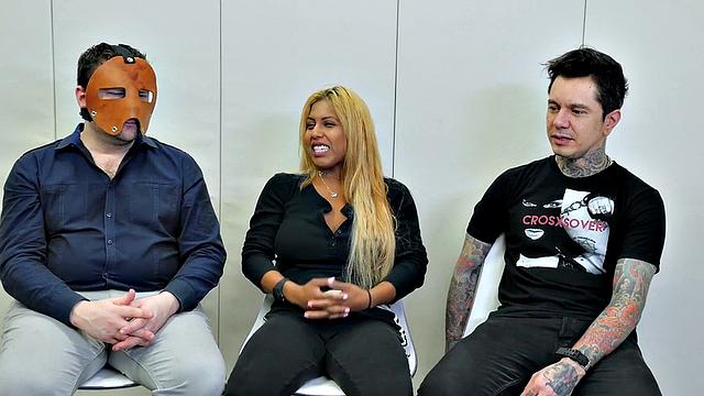 Ball sucking sub in trio getting ass filled