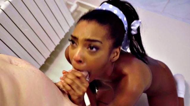 Pussylicked ebony bae doggystyled after blowjob 