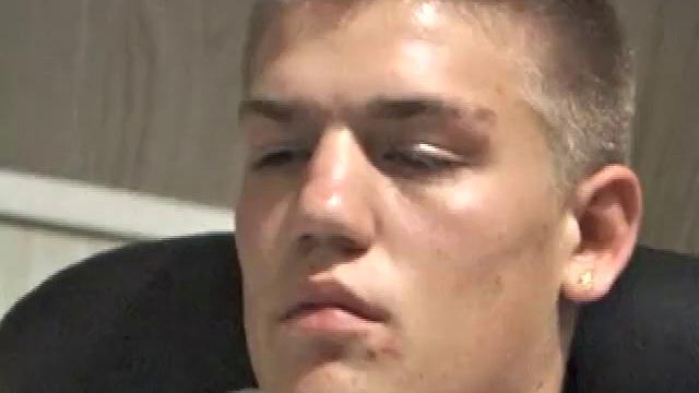 Lance is hot when he looks into the camera and plays with his cock. He asks if we want to suck his dick, before blowing a warm cum load all over his chair and having a taste for the very first time.