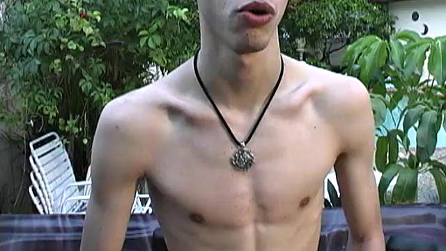 Delicious blond twink Brandon Baker gives up his smooth ass for his super skinny Latin friend Gabriel