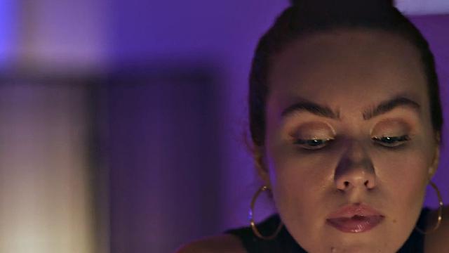 Cocksucking babe in stockings bounces on hard cock