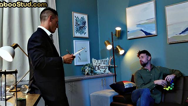 Taboo stepbrother fists and fucks ass in office