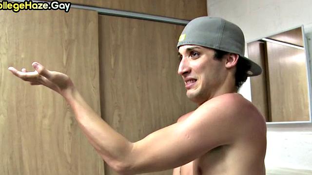 Str8 college guy goes for fraternity in college 3some