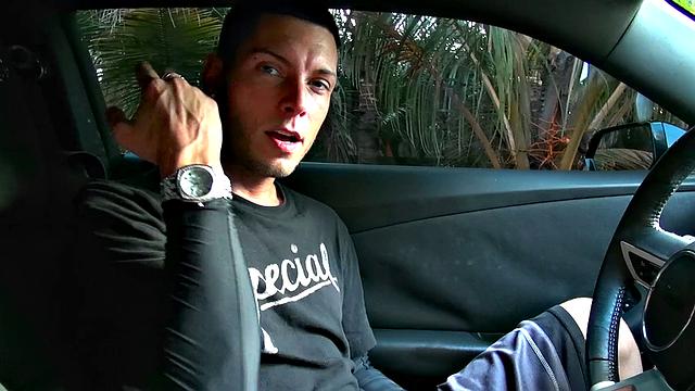 Blonde Tegan's kinky g-string handjob and deepthroat on the couch