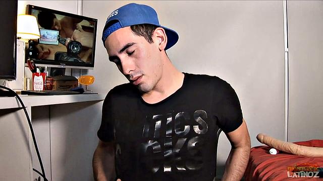 Our featured solo of the week is Latin boy Finn, who enjoys jacking off with a big dildo up his butt. This exhibitionist clearly needs the anal stimulation to get off and doesn't even get all that hard in the process.