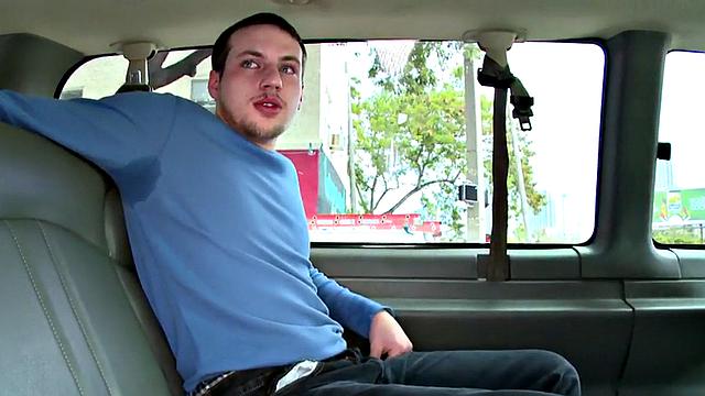 Straight amateur sucked by dude in public van outdoor