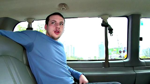 Straight amateur sucked by dude in public van outdoor