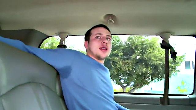 Straight amateur sucked by dude in public van outdoor