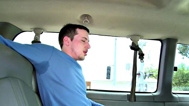 Straight amateur sucked by dude in public van outdoor