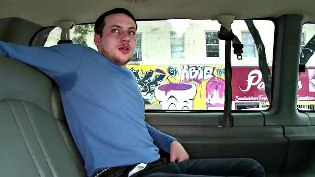 Straight amateur sucked by dude in public van outdoor