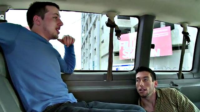 Straight amateur sucked by dude in public van outdoor