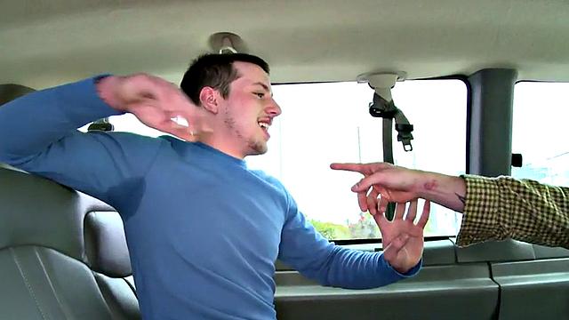 Straight amateur sucked by dude in public van outdoor