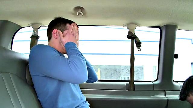 Straight amateur sucked by dude in public van outdoor