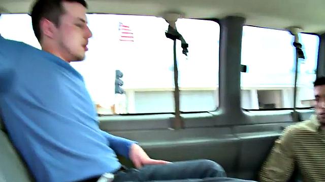 Straight amateur sucked by dude in public van outdoor