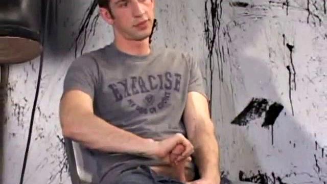 After unzipping his jeans, Gabriel Turner pulls out his cock and works that monster meat hard. A determined hand, a little lube and warm spit help him to pump out a gushing cum load for us.