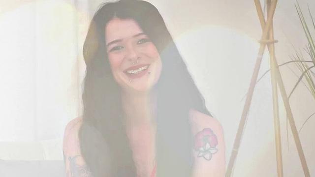 Inked babe sucking her BF