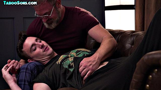 Grandpa massaging twinks butt