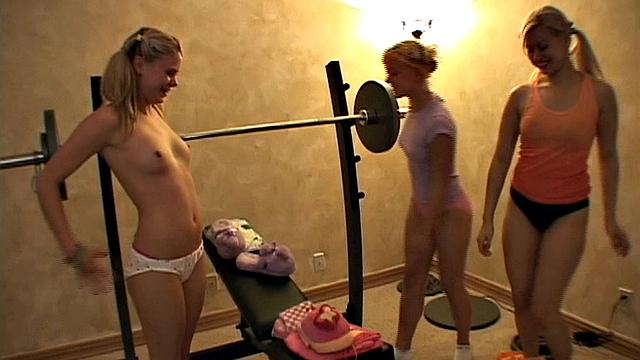 Summer with Girls showing teen body Playing Nude