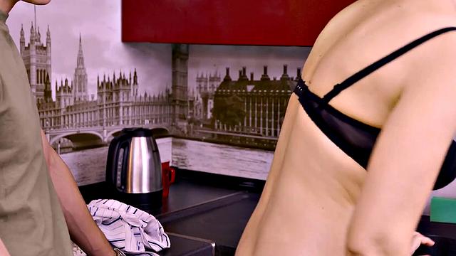 Kinky student punishes mature for stealing by fucking her hard in the kitchen