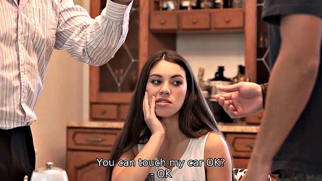 в тачке отчима он жёстко трахает тёплую брюнетку тиффани долл