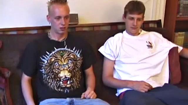 As they watch some porn, Roar and Skylerr strip naked and pull out their dicks. After they get some hard-ons, Roar dives deep onto Skylerr's cock. Skylerr gives Roar some head and they switch on each other until Roar blows his wad.